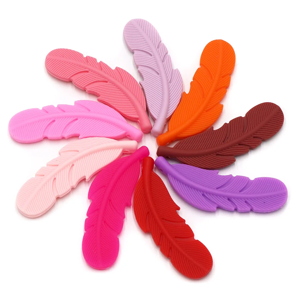 BOBO.BOX 10 pièces anneau de dentition en Silicone perles de plumes bébé jouets de dentition sans BPA collier à mâcher pendentif bébé nouveau-né