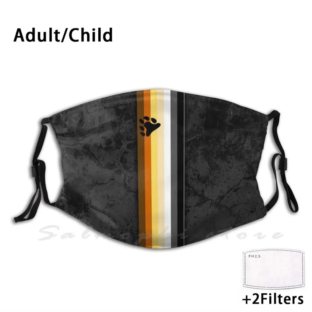 Distressed Gay Bear Pride Flag Stripe zabawny nadruk wielokrotnego użytku Pm2.5 filtr maska gej niedźwiedź niedźwiedź duma flaga niedźwiedź duma