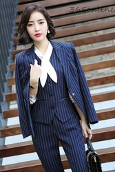 Formal Uniform Designs Women Business Suits Autumn Winter Elegant Striped for Ladies Office Work Wear OL Styles Blazers