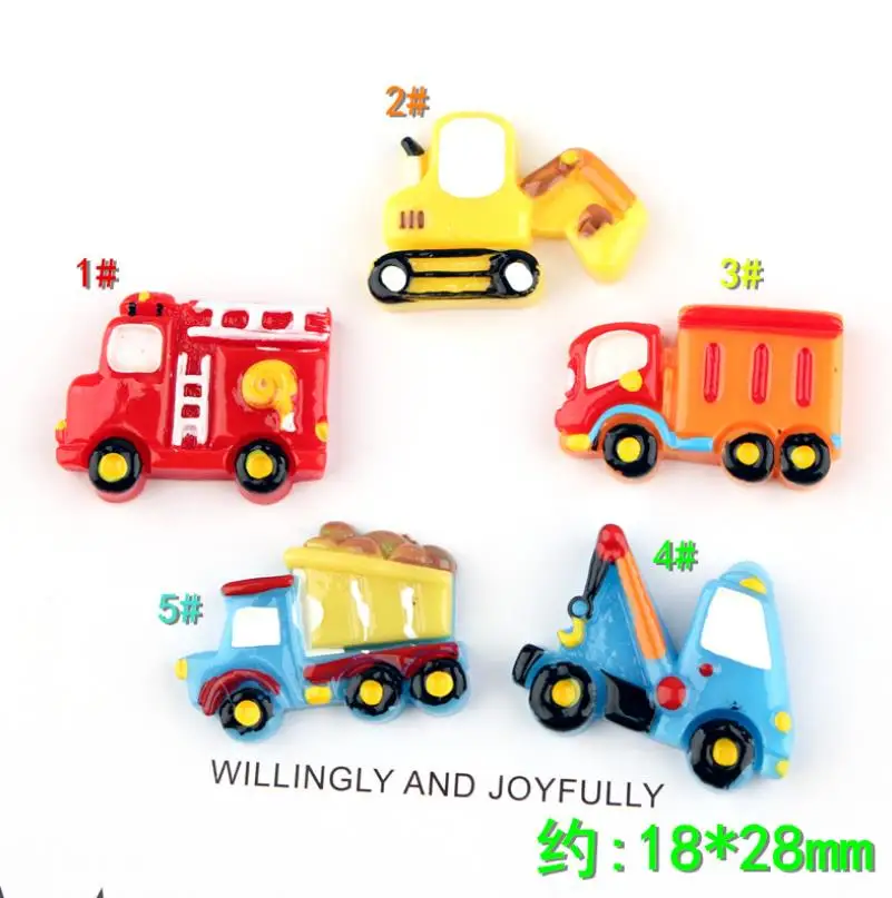 100 Kawaii Mix Style Transportation Resin Car/ Truck Cranes Bulldozers Miniature Flatback Cabochon DIY Craft Scrapbooking