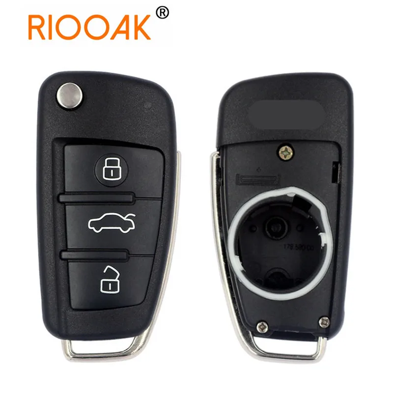 3 Buttons Uncut Blank Auto Car key Case Fob Repalcement Folding Car Key Shell For Audi A3 Q3