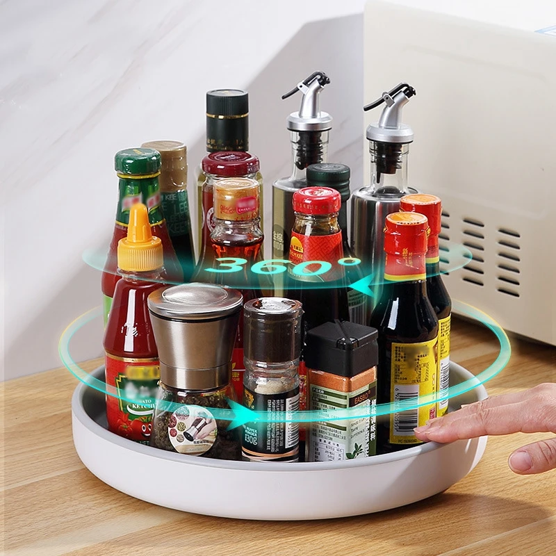 

Multifunctional Seasoning Organizer Shelf 360 ° Rotating Storage Rack, Oilproof Shelf, Non-Slip Kitchen Supplies Holder for Home