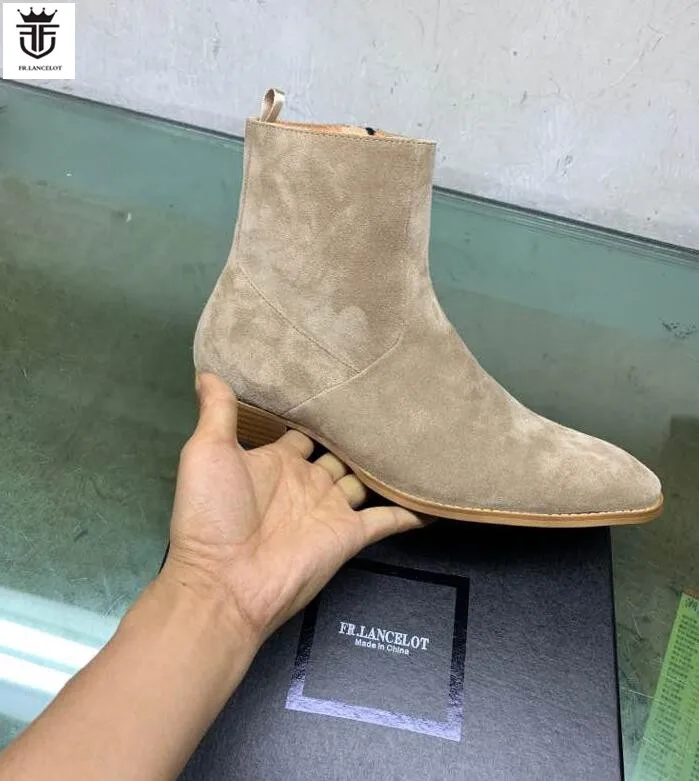 2020 New arrival men chelsea boots high end suede leather boots ankle male party shoes wedding shoes side zip mujer botas