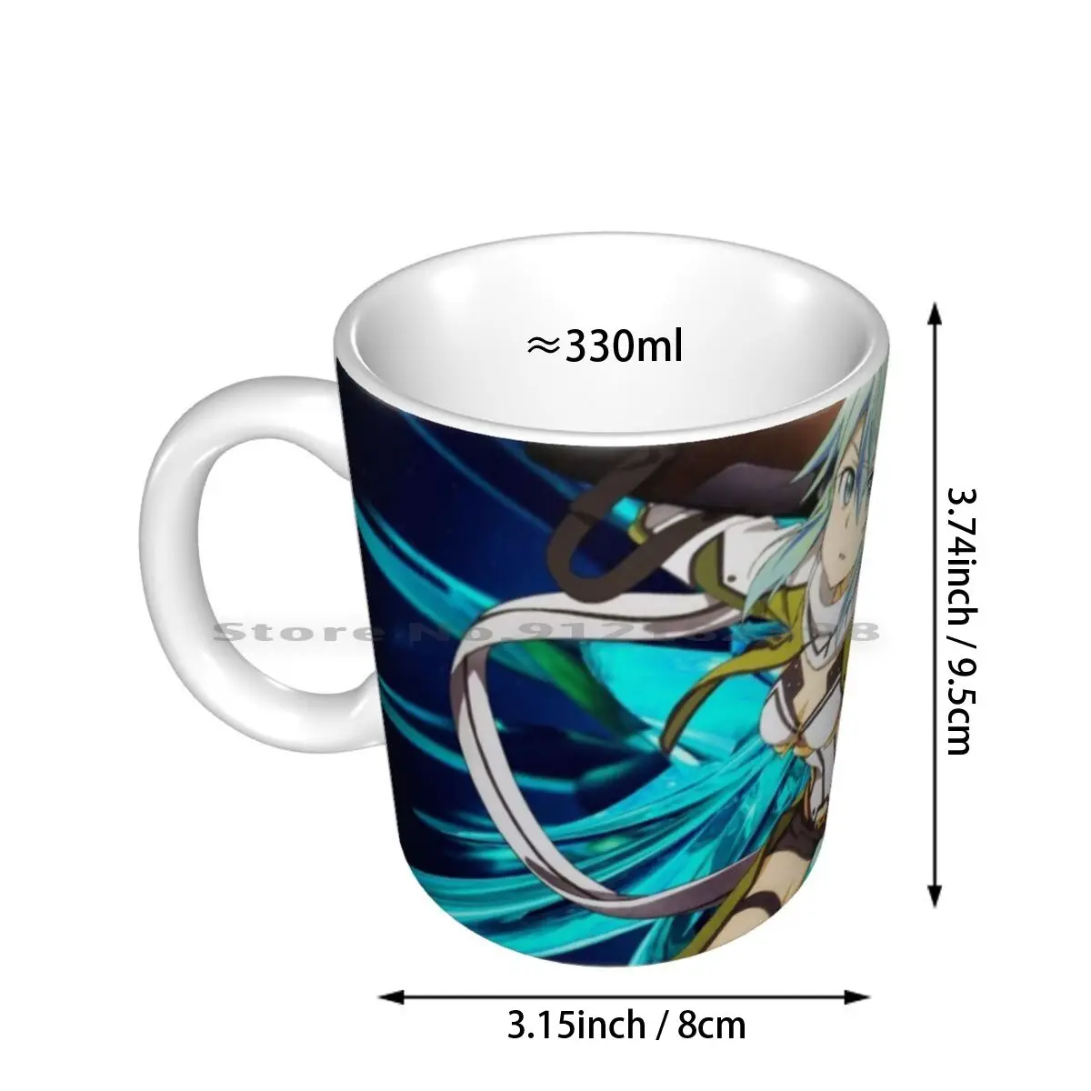 Blue Gunner Ceramic Mugs Coffee Cups Milk Tea Mug Gun Gunner Blue Fire Shot Girls Womens Lady Anime Manga Game Sinon Creative