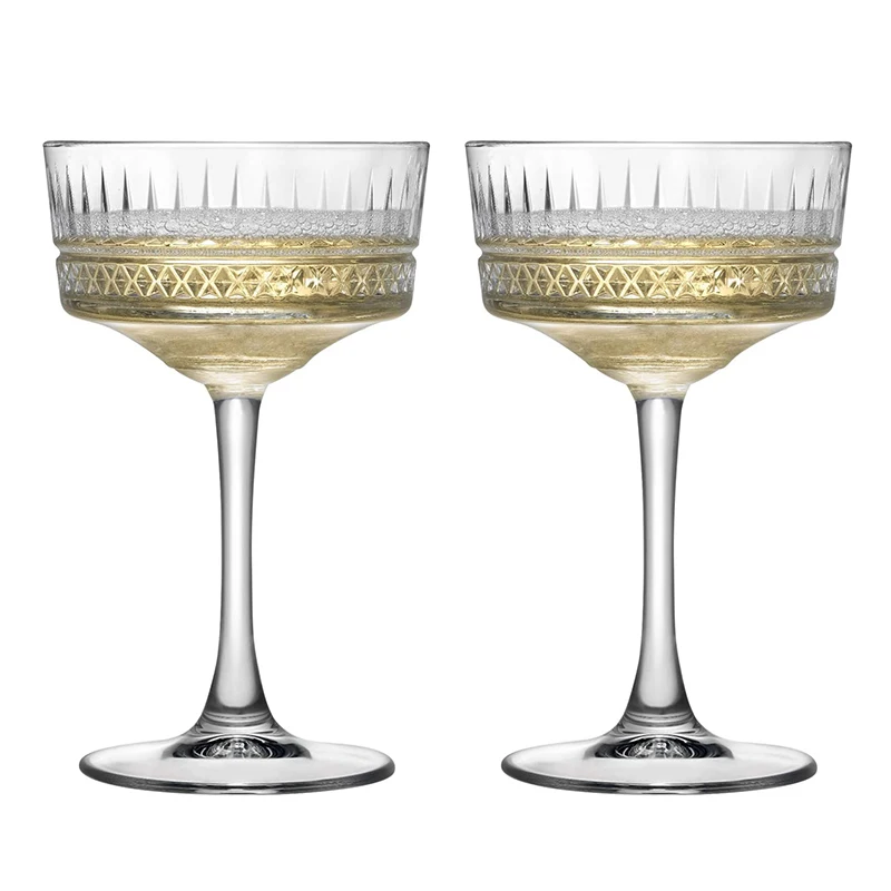 2PCS Elysia Champagne Cups, Goblet Cocktail Glasses Martini Glass Set of 2