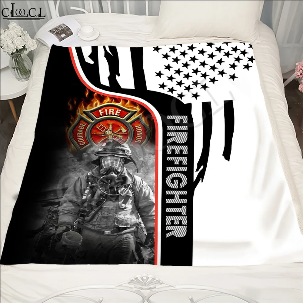 Thick Blanket Firefighter Firemen Printed Adult Kid Quilt for Bedding Cover Sofa Travel Office Character Throw Blanket