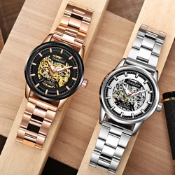NEW Mechanical Skeleton Dial Watch for Men Automatic Men's Watches Luxury Original Brand Stainless Steel Tourbillon Clock