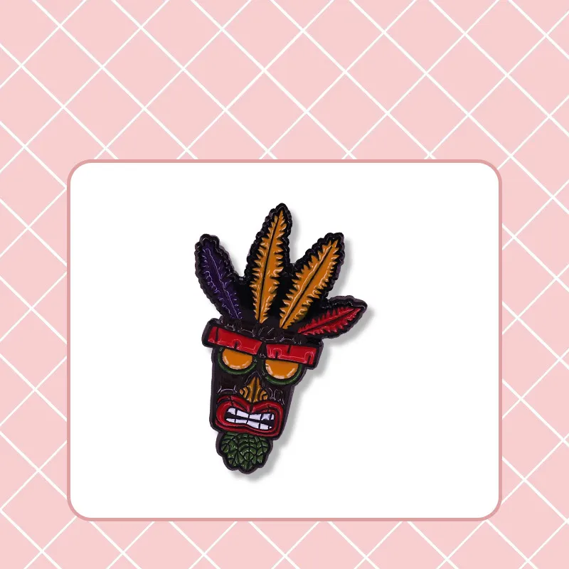 Crash Bandicoot Enamel Pin Woah! Aku Mask Badge Classic Adventure Game Fans Collection