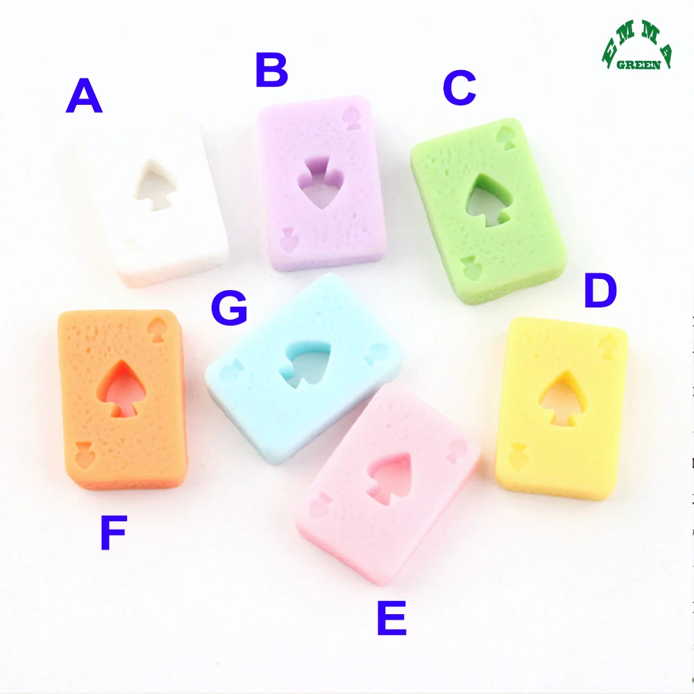 Cabochon for Jewelry making lovely Poker Charms for Kids 10pcs azuFlatback Resin Kawaii Cabochons DIY Scrapbook Hair Bows Center