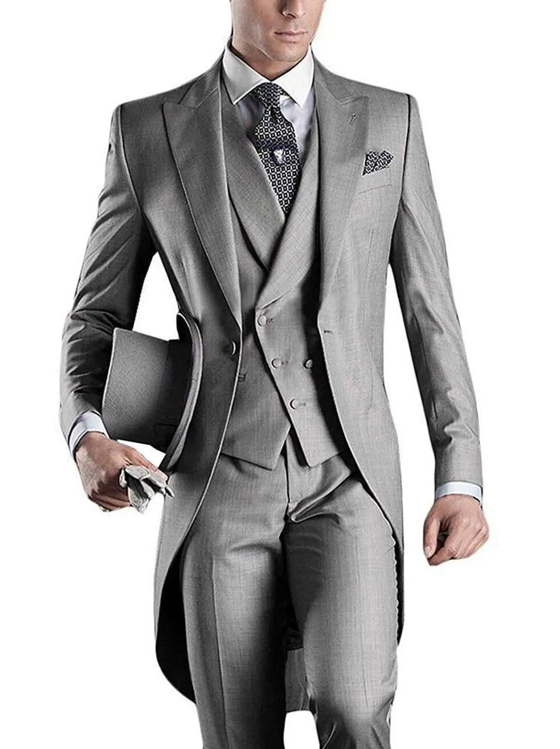 Herren 3 Stück Anzug Casual Formal Business Groomsmen Weiß Burgund Revers Smoking Für Hochzeit (Blazer + Hosen + Weste)