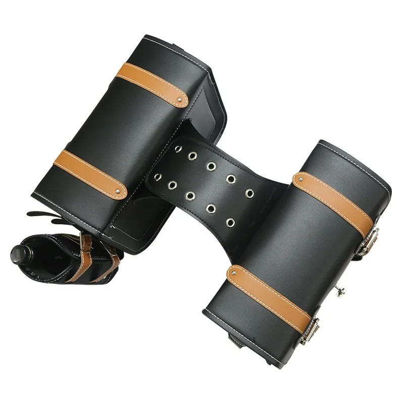 Motorcycle Saddle Bags, 2 Pack Universal PU Leather Saddlebags for Honda Shadow Suzuki Boulevard Sportster