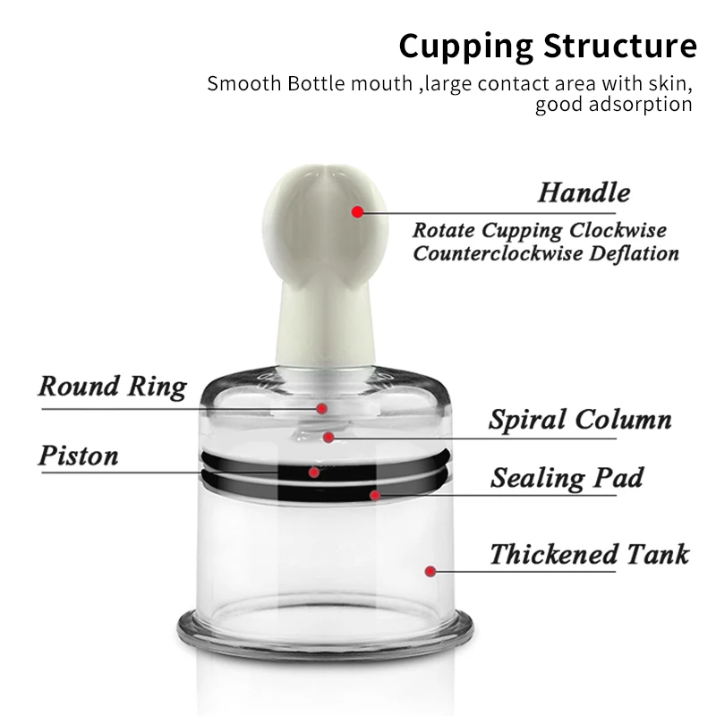 4 Size Rotating Handle Vacuum Body Massage Cans Suction Enhancer Anti Cellulite Acupuncture Vacuum Cupping Cups Nipple Enlarger