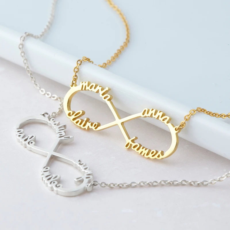 

Stainless Steel Custom Name Necklace Personalized Rose Gold Silver Infinity Pendant Friendship Necklace Jewelry Best Friend Gift