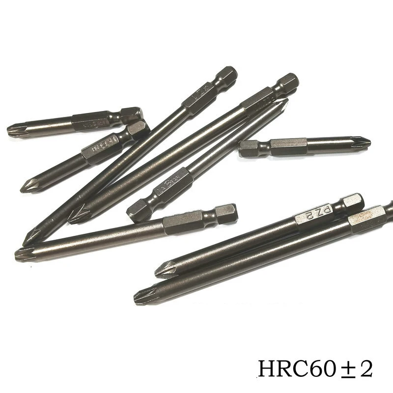 9pcs/set Magnetic Pozidriv PZ1 PZ2 PZ3 Screwdriver Bit Tools 50mm 75mm 100mm Length 1/4 Hex Shank Cross bits set