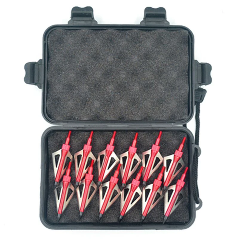 A Box Arrow Heads Archery 100 Grain Aluminum Broadhead Hunting Sharp Arrowhead Field Point Tips