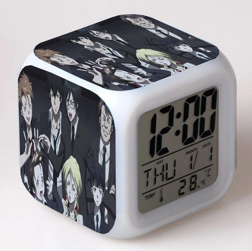 Anime PSYCHO-PASS  Cartoon LED 7 Color Flash Digital Alarm Clocks Night Light Bedroom Desk Clock  Alarm-Clock despertador