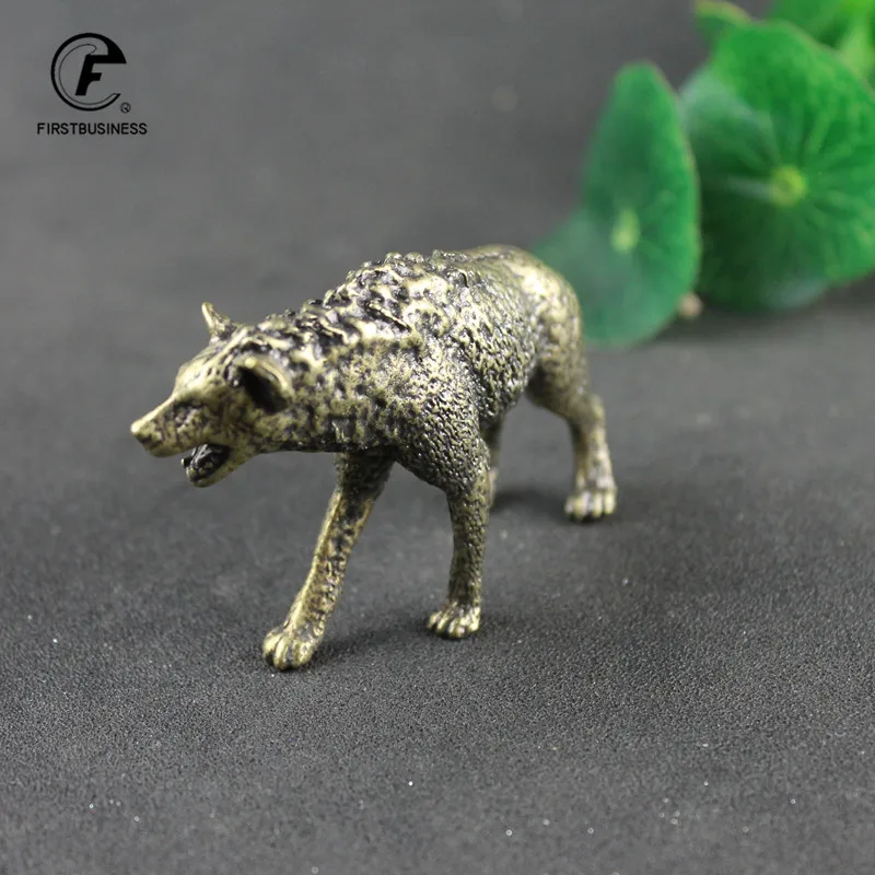 Solid Brass Hyena Figurine Miniature Office Desktop Pet Ornament Vintage Animal WOLF Statue Crafts Collection Home Decoration - view 5