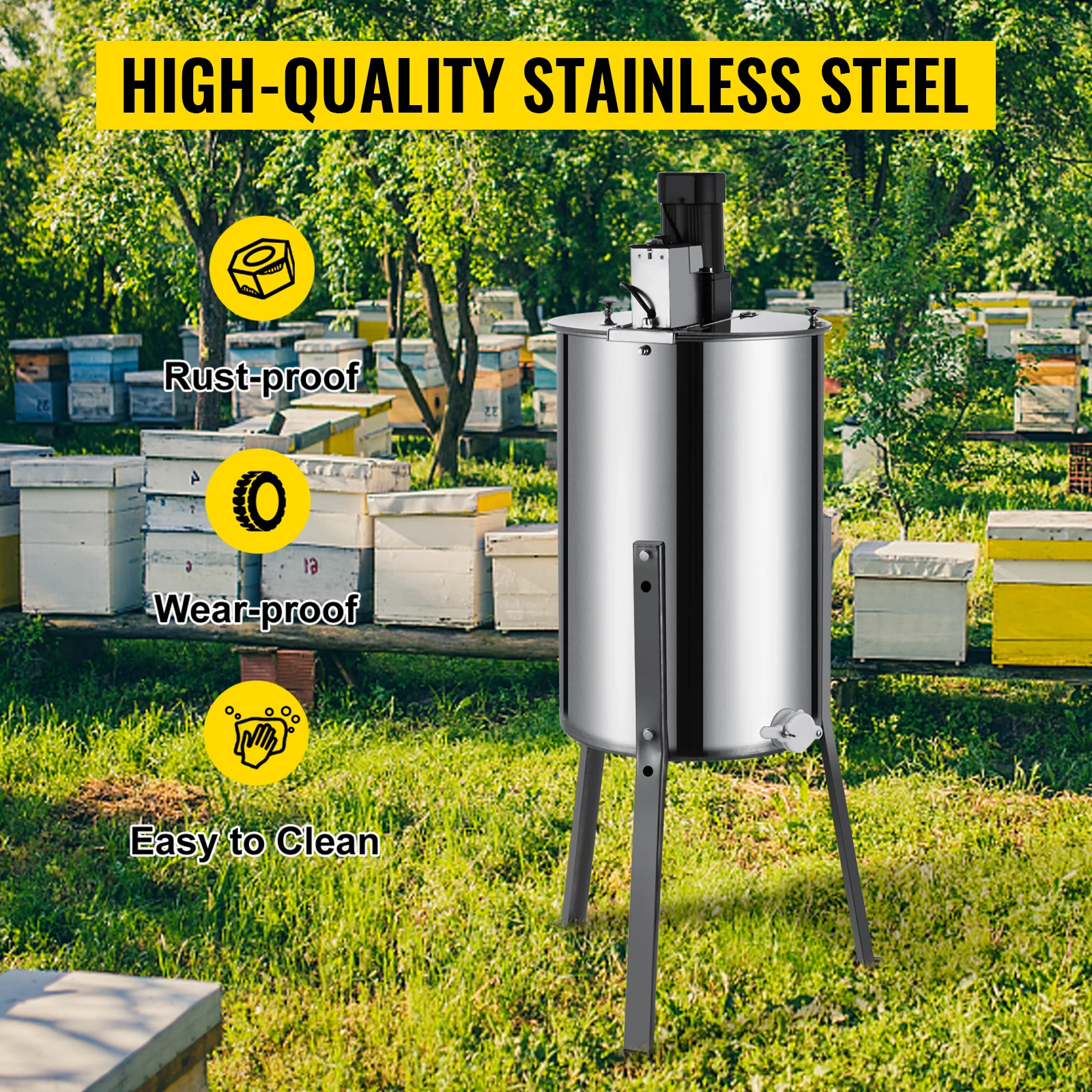 VEVOR 2 3 4 Frame Honey Extractor Electric Stainless Steel Honeycomb Spinner Crank Honey Centrifuge Beekeeping Equipment Stable