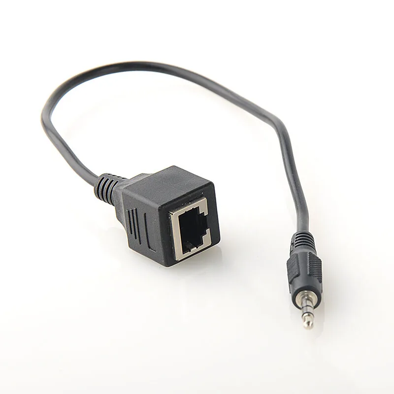 Cable de extensión de Audio RJ45 hembra a DC 3,5mm, conector macho, 0,3 M