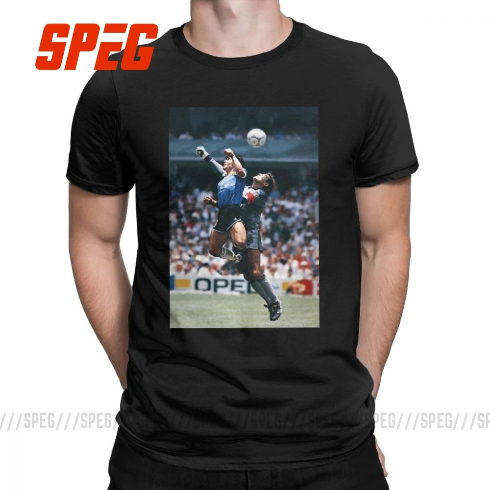 Maradona 86 The Hand Of God T-Shirts for Men Unique 100% Cotton Tee Shirt O Neck Short Sleeve T Shirts Summer Clothes