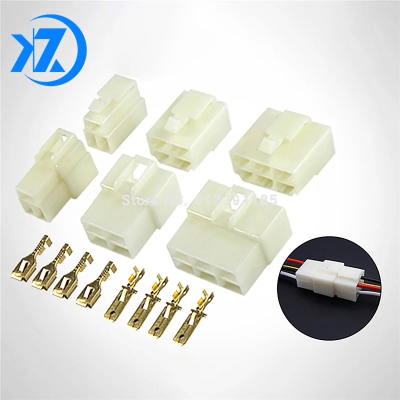 2sets 6.3mm 1/2/3/4/6/8/9/10/12 Pin Way Car Motorcycle Electrical Wire Connector Plug Male Female Crimp Terminal Plug Kits