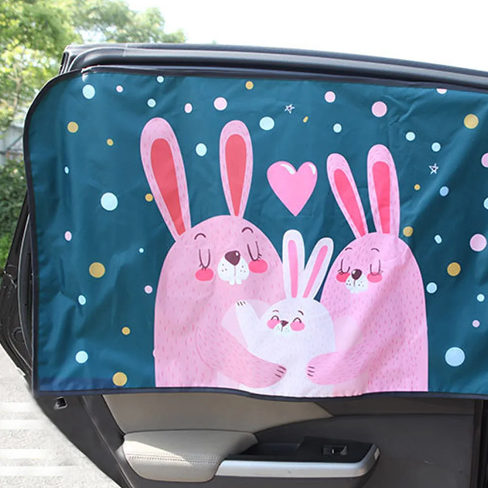 Car Summer Cute Cartoon Auto Window Sunshade Side Sun Protector Adjustable Curtains For Bady Kids Safe Uv Protect Accessories