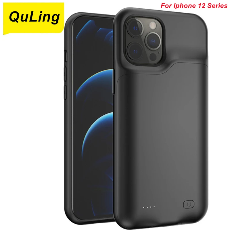 QuLing – coque fine pour iphone 12, Mini, 12 Pro Max, Gel de silice, batterie externe intelligente, étui de chargeur de batterie