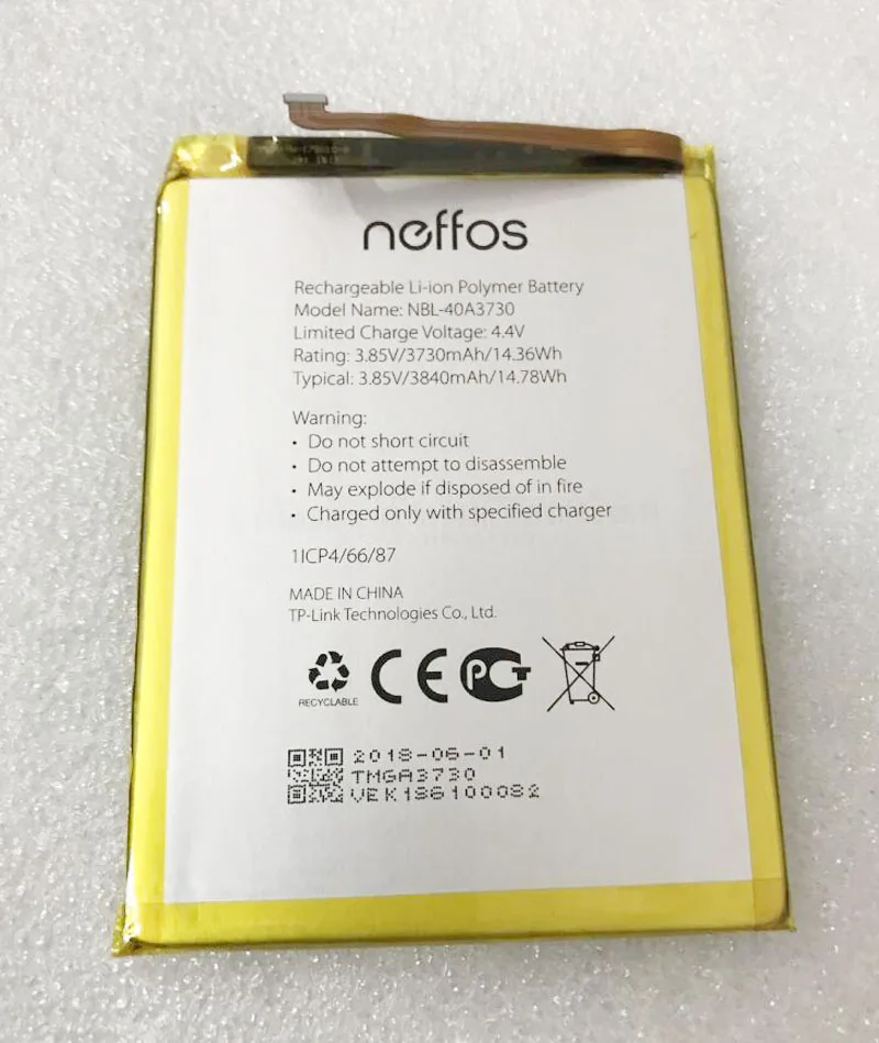 3.85V 3730mAh NBL-40A3730 Replacement Battery for TP-link Neffos C9 TP707A TP707C Rechargeable Li-polymer Bateries Bateria