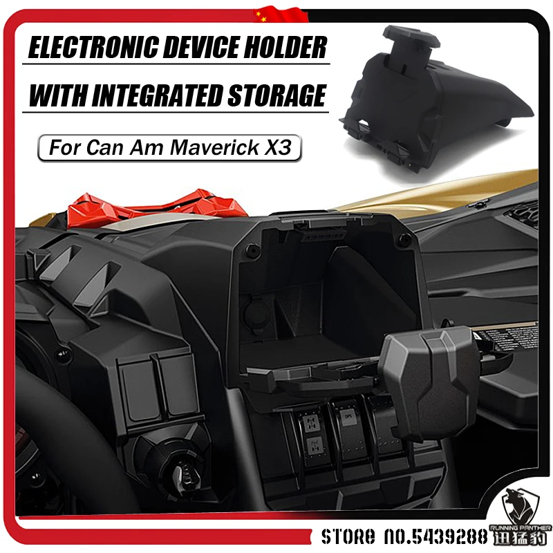 Extended UTV Electronic Device Holder w/ Integrated Storage Ipad Holder for Can Am Maverick X3 Models Black 2017 2018