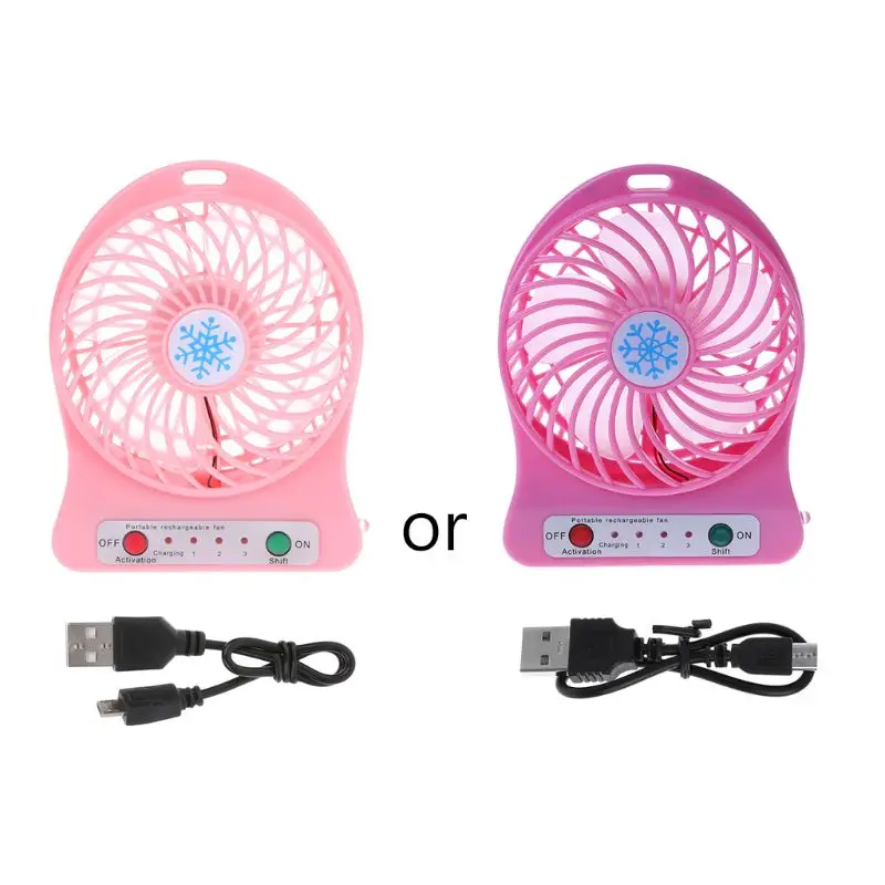 Miniventilador portátil con luz LED, Enfriador de aire para escritorio, USB, recargable, ABS, portátil, para oficina y hogar al aire libre