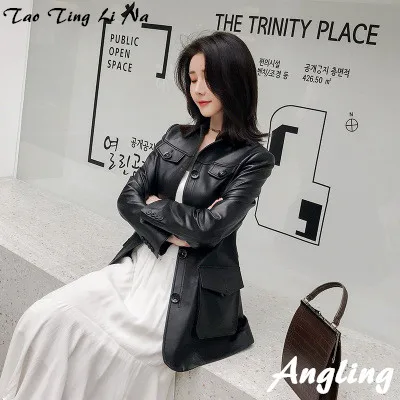 Tao Ting Li Na-Chaqueta de piel de oveja auténtica para mujer, chaqueta de primavera, R11