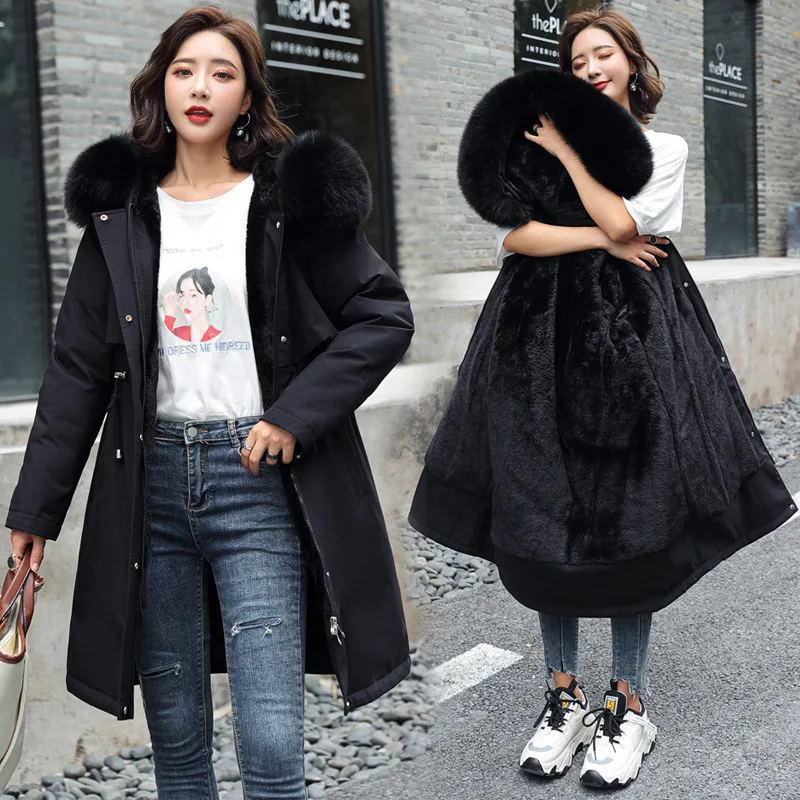 New Winter Jacket for Women Warm Parkas with Fur Collar Long Casual Parka Slim Thicken Maxi Size Women Coat Snow Hooded Coats