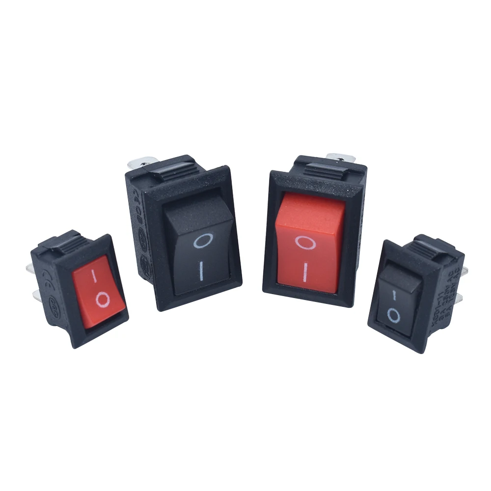 5pcs KCD1 Rocker Switch Push Button Mini Switch 6A-10A 250V KCD1-101 2Pin Snap-in On/Off 10*15 21*15MM Black Red White
