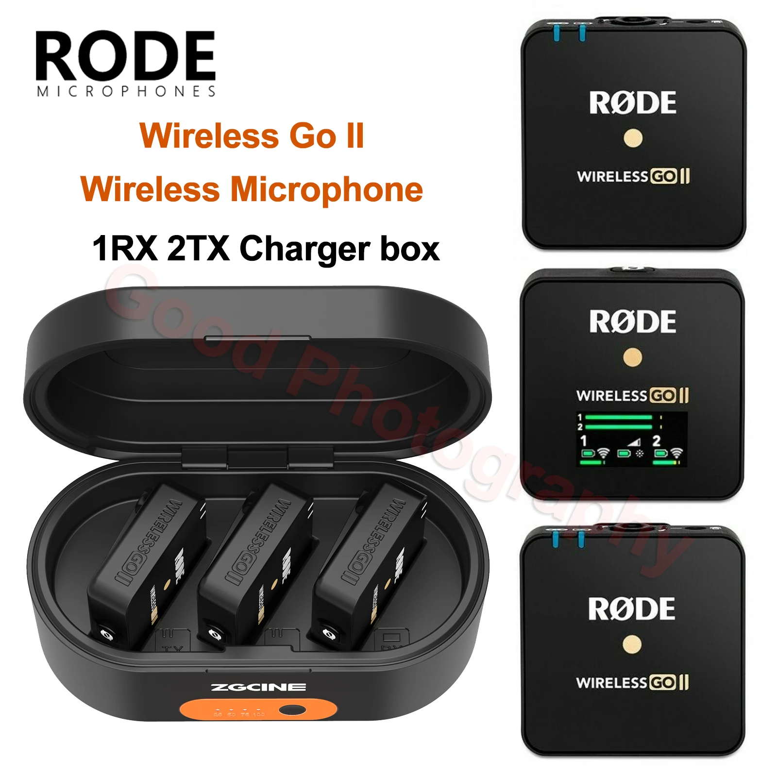 

Rode Wireless Go II Wireless Microphone 200m Transmission Dual Channel Mic RX 2TX ZG-R30 Charger BOX Case for Phone DSLR Camera