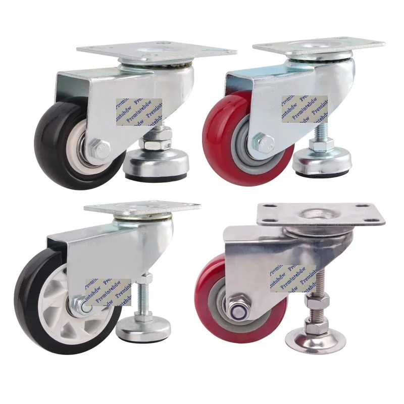 

2Pcs 1.5" 2" 2.5" 3" 4" Heavy Leveling Caster Ball Bearing Swivel Polyurethane Wheel Castor Leveler Feet