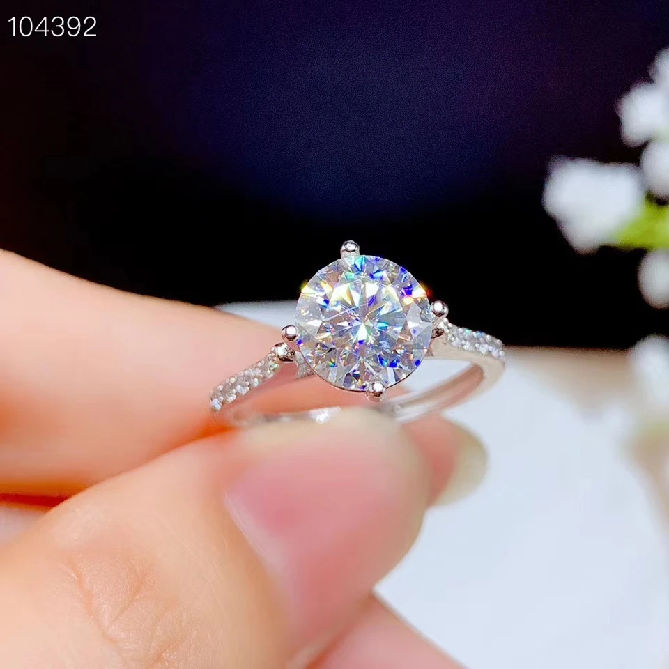 crackling moissanite ring for women jewelry engagement ring for wedding real 925 sterling silver 8*8mm size gem birthday gift