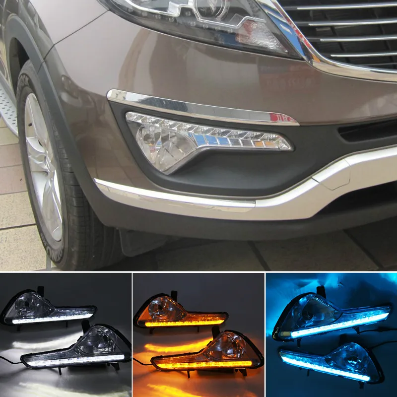 2 Pcs LED Daytime Running Light Driving Light DRL Fog Lamp Cover Car-styling For KIA Sportage DRL 2010 2011 2012 2013 2014