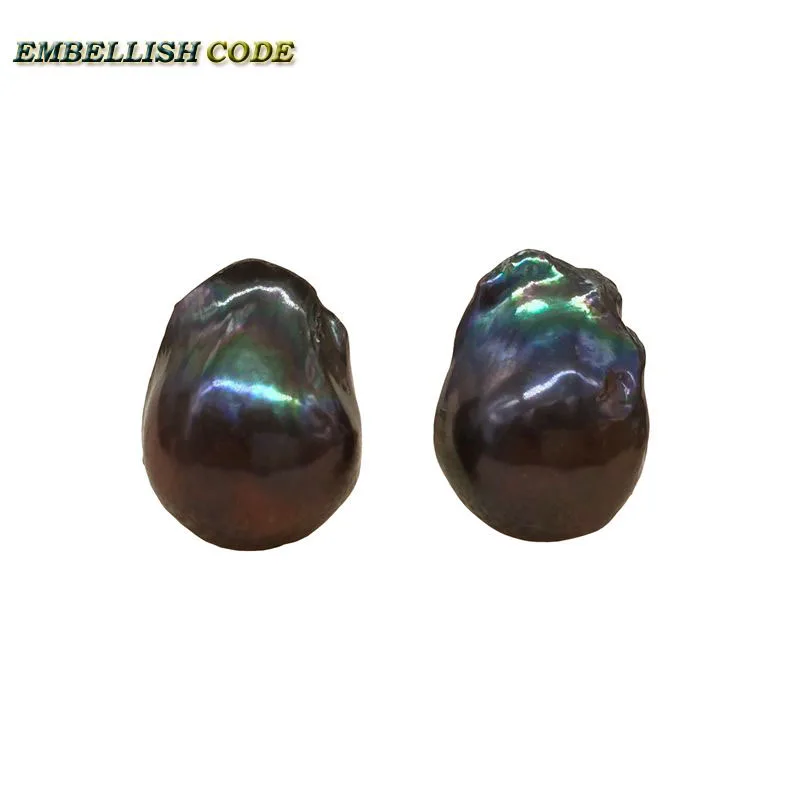 Baroque Stud Earrings Black Brown Lustrous Tissue Nucleated Pear Shape Fall Ball Natural Freshwater Pearls Special