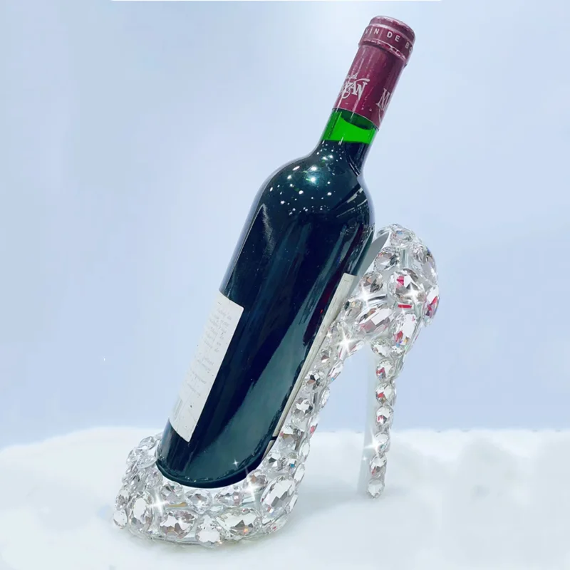 

Rhinestone Wine Rack with High Heels for Home Decoration Crystal Shoe Bottle Holder Stylish Wine Cooler Ornaments Desk Decor