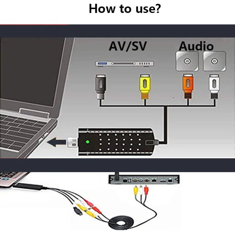 Portable Easy to cap USB2.0 Audio Video Capture Card Adapter VHS To DVD Video Capture Converter For Win7/8/XP/Vista