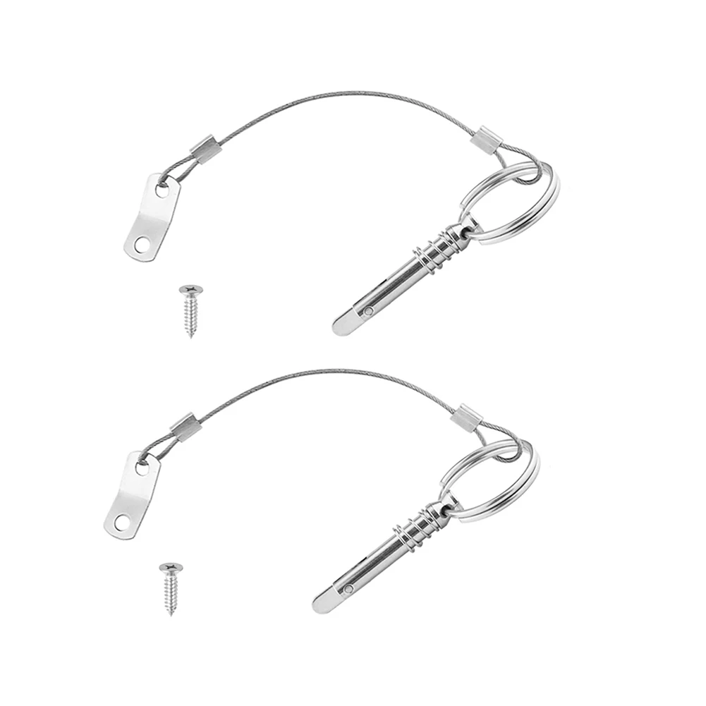 2pcs Quick Release Pin With Lanyard For Boat Bimini Top Deck Hinge Marine Hardware Stainless Steel Rowing Car Repair Accessories