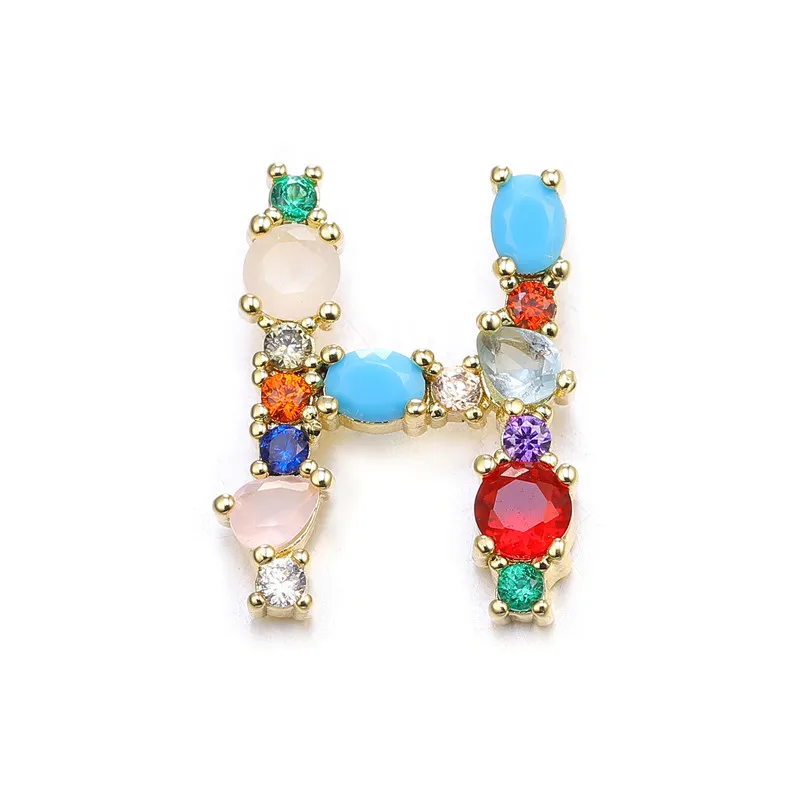 Juya handgefertigte 18K vergoldete Regenbogenkristalle, Opal-Edelsteine, 26 Alphabetbuchstaben, Anfangsbuchstaben-Anhänger für DIY-Namensschmuckherstellung – Detail 14