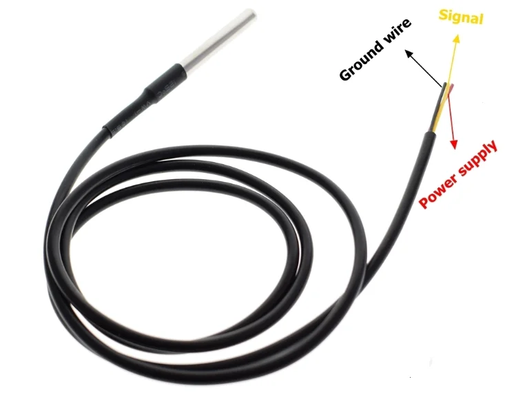 Capteur de température étanche DS18B20, sonde 18B20, 1, 2, 3 mètres, 1 pièce