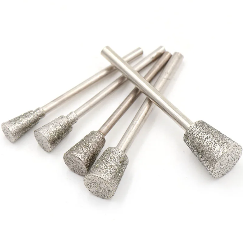 5 Stks/set 2.35Mm Shank Diamant Slijpen Naald Hoofd Gecoat Gemonteerd Bit Cutter Jade Carve Gereedschap Graveren Rotary Burr Dremel tool