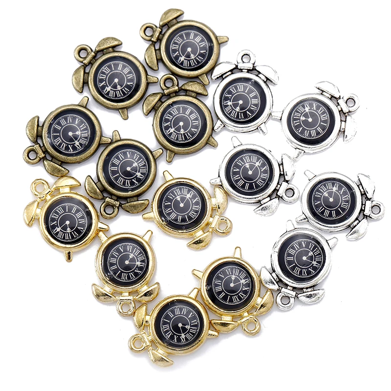 10 pcs Enamel charms antique bronze metal watch pendants fit diy necklace bracelet charms for Jewelry making W80