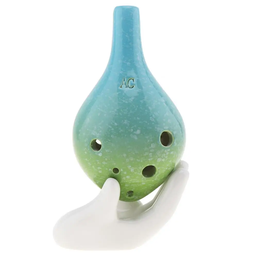 Ocarina 6 Holes Alto ToneC Two-tone Ocarina Ceramic Flute Instrument 2 Colors Optional with Hang Rope