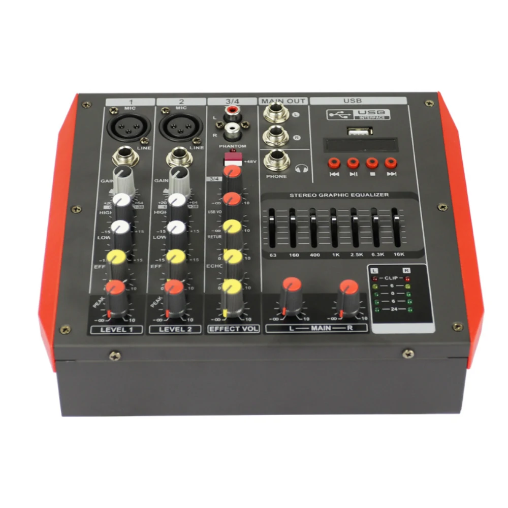 

Professional Powered Audio Mixer 2X150watts With Bluetooth USB MP3, DJ Mixer Console With Power Amplifier For Portable Speaker