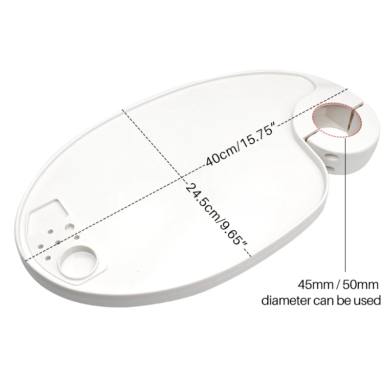 Dental Chair Scaler Tray 45/50mm Universal Plastic Rotatable Plate Post Mounted Shelf Tray Table Oval Shape Dental Accessories