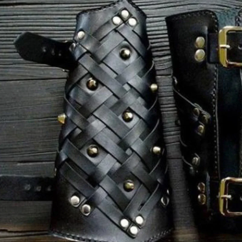 Steampunk Leder Rüstung Viking Geflochtene Armband Handschutz Medieval Pirate Ritter Gauntlet Armschiene Männer Frauen Zubehör Arm Wärmer