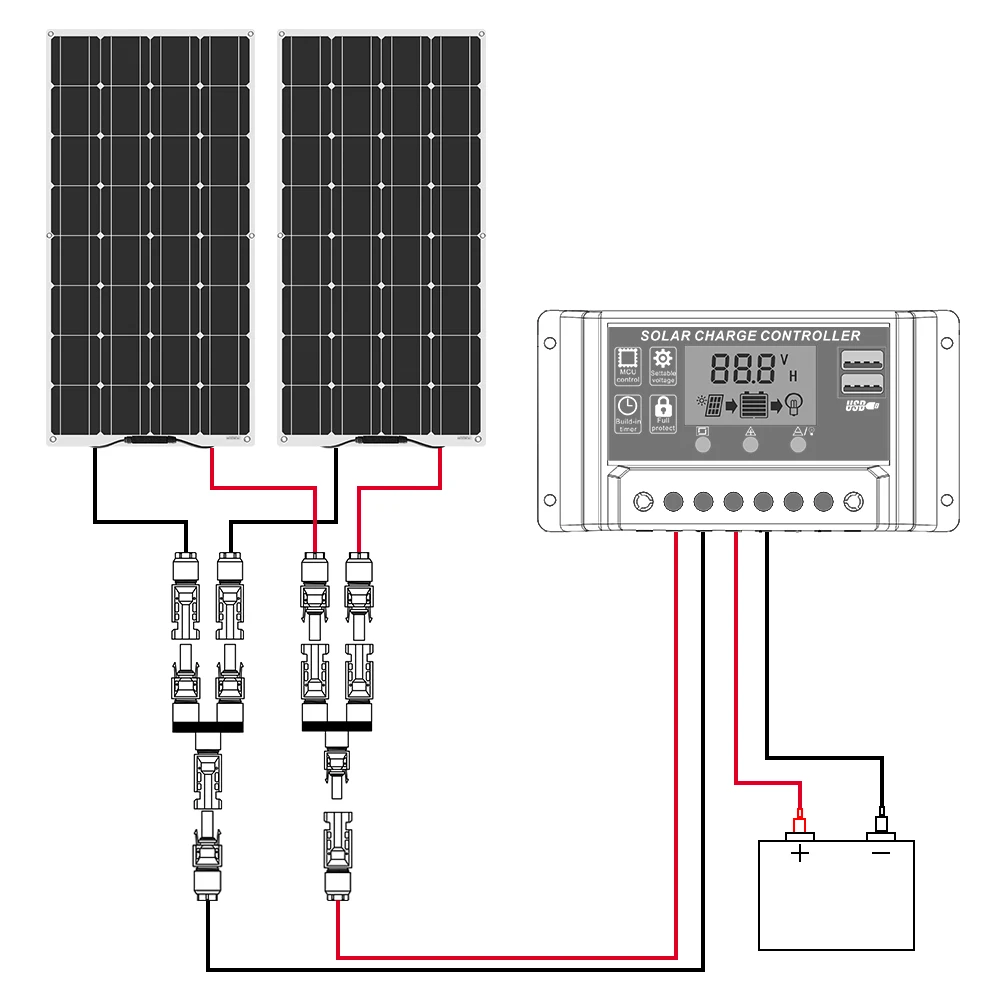 Solar Panels 100W 200W 300W 400W Solar Panel Kit or 18V Flexible Mono Photovoltaic Solar Plate Power 12V 24V Camping Car
